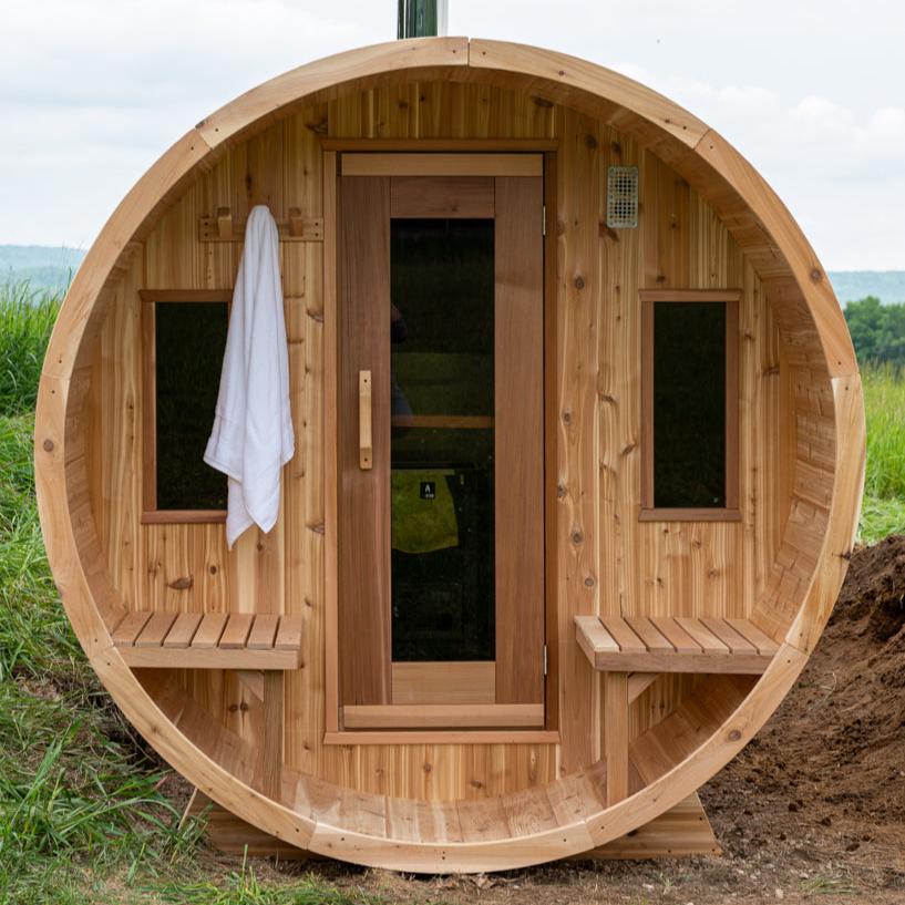 Barrel Sauna -7' Diameter - Western Red Cedar -Knotty - 8'