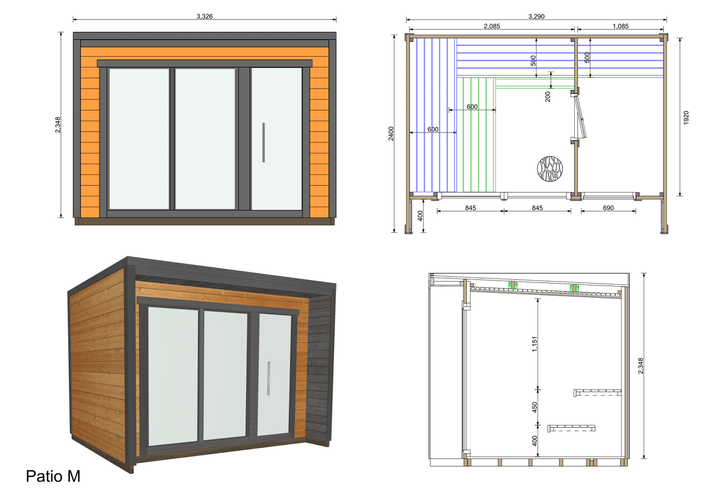Patio M Outdoor Prefab Sauna Cabin Kit