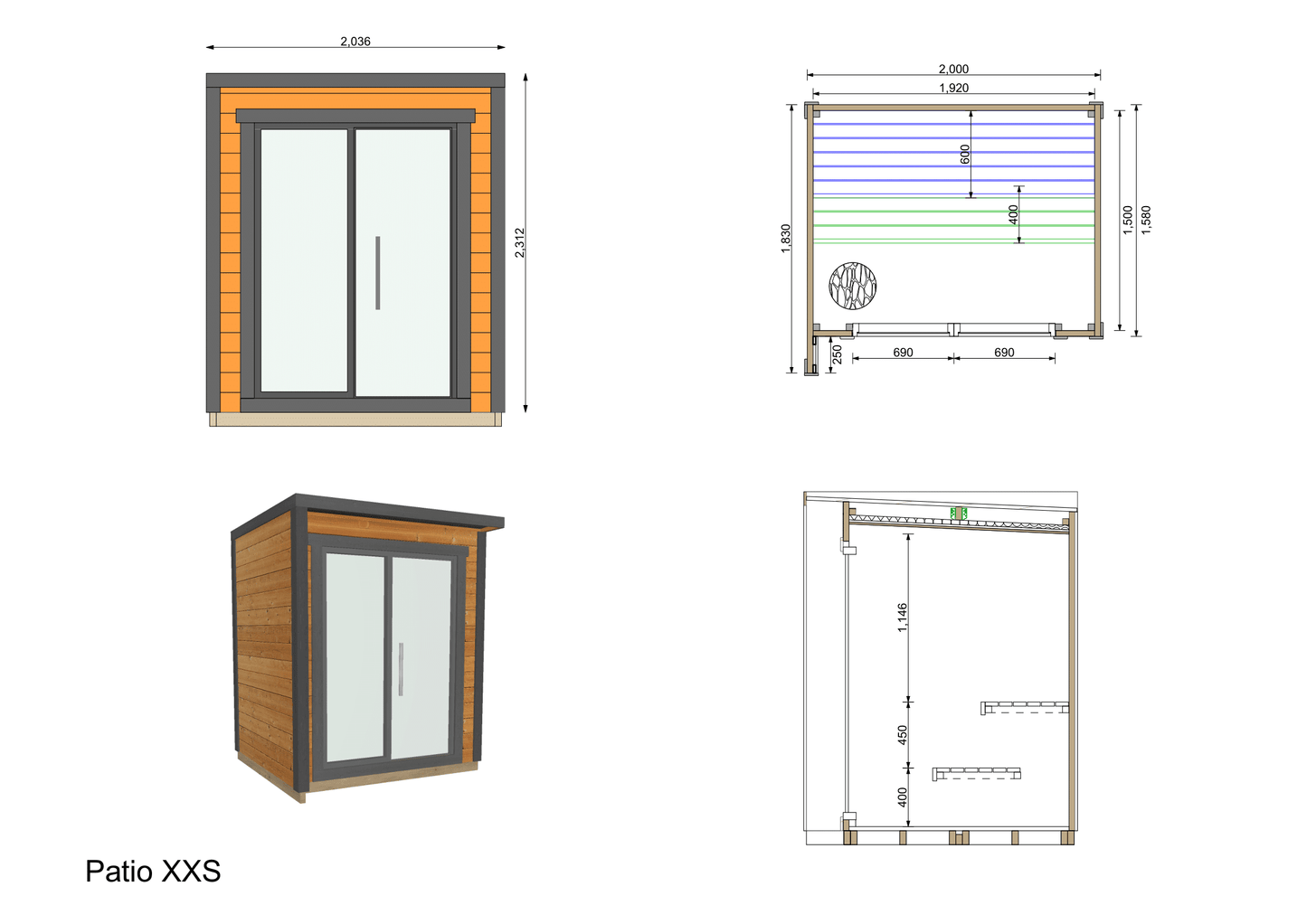 Patio XXS Outdoor Prefab Sauna Cabin Kit