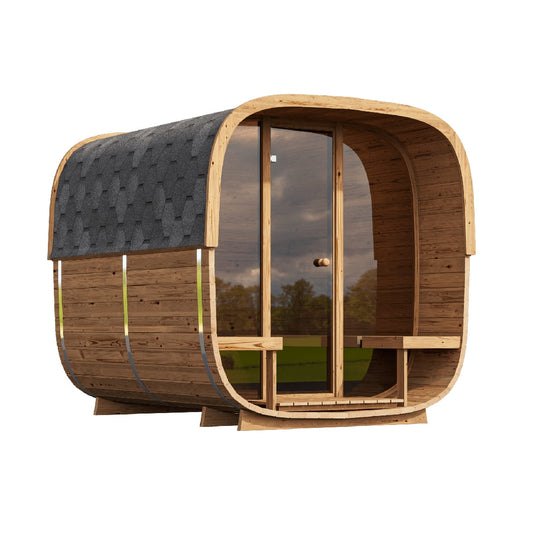 2.5 Cube Square Prefab Outdoor Sauna Kit with Porch