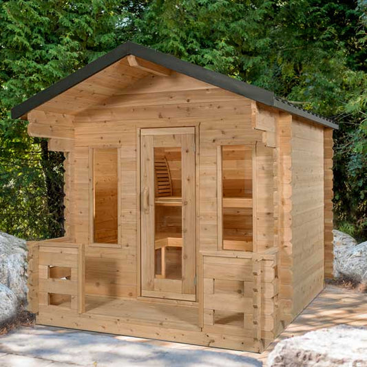 Canadian Timber Georgian Cabin Sauna - with porch