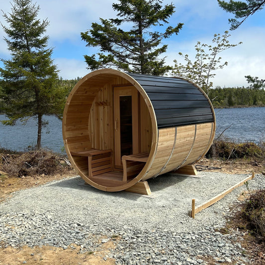 Barrel Sauna -7' Diameter - Western Red Cedar -Knotty - 6'