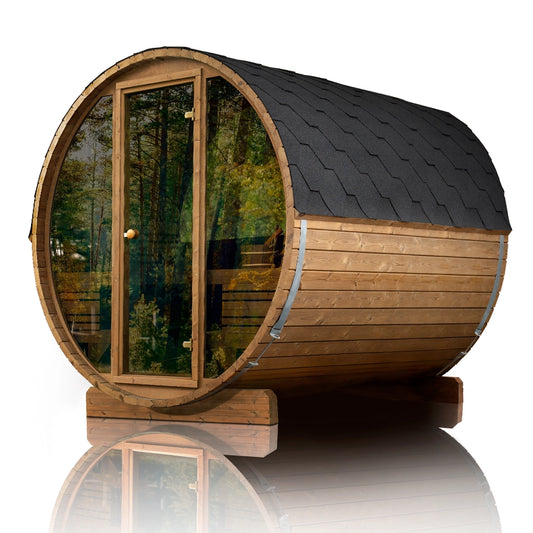 Scandinavian Odyssey Outdoor Barrel Sauna With Tiered Benches
