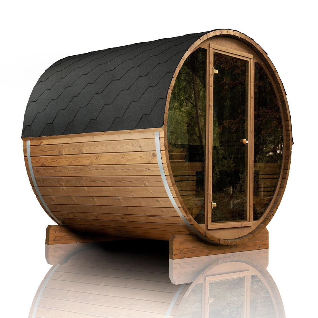 Scandinavian Odyssey Outdoor Barrel Sauna With Tiered Benches