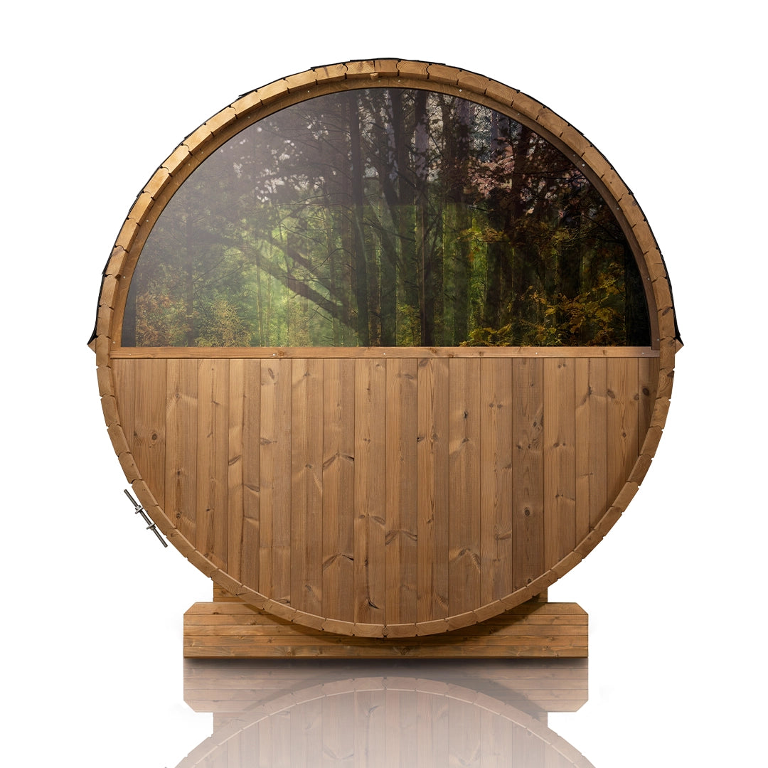 Scandinavian Odyssey Outdoor Barrel Sauna With Tiered Benches